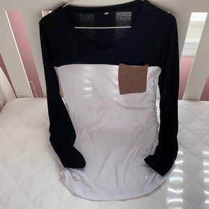 Black & White Maternity Baseball T-Shirt